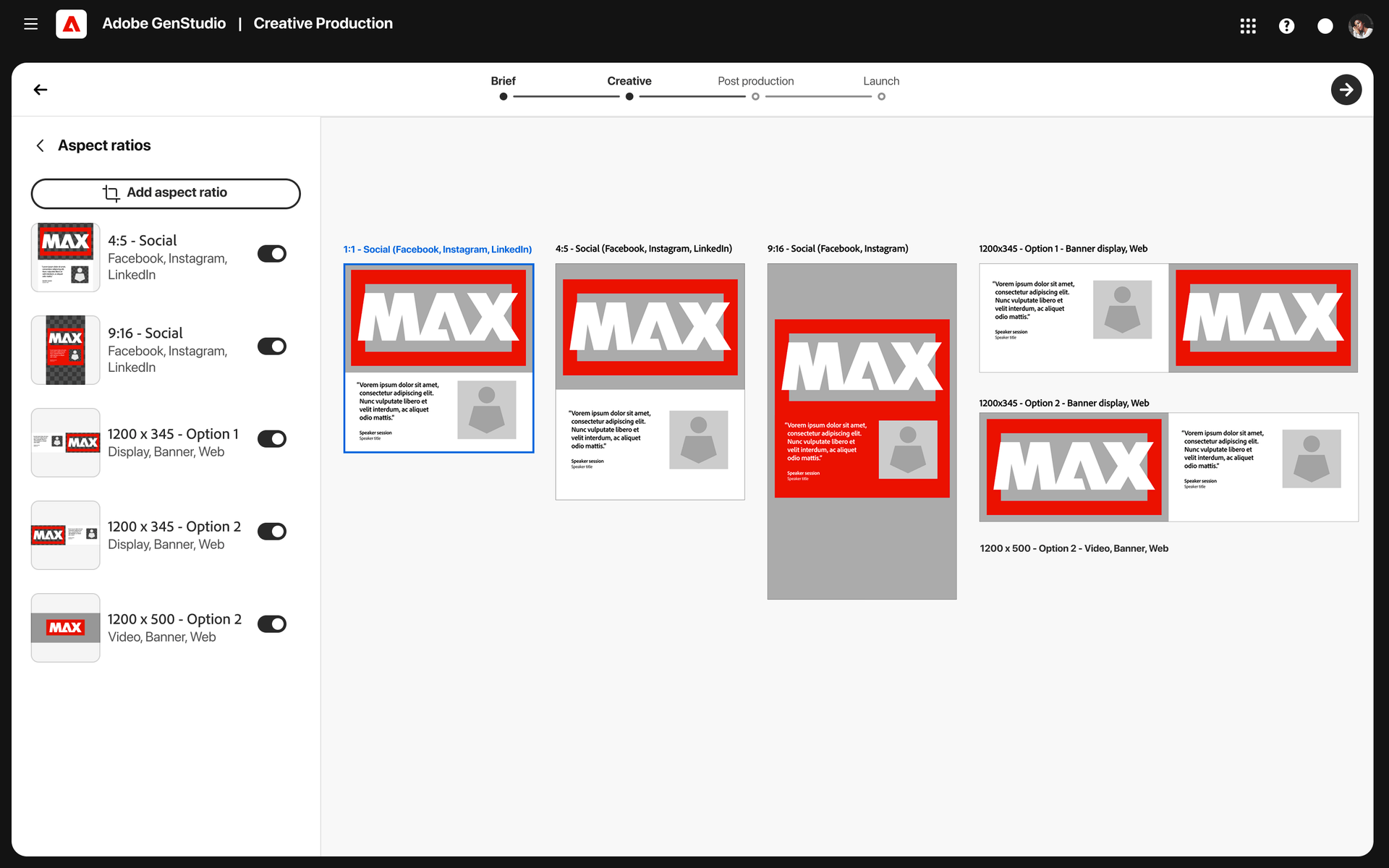 A new frame placed on the GenStudio canvas