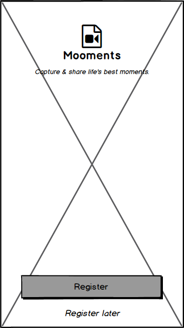 Memoory wireframe: first-run start screen