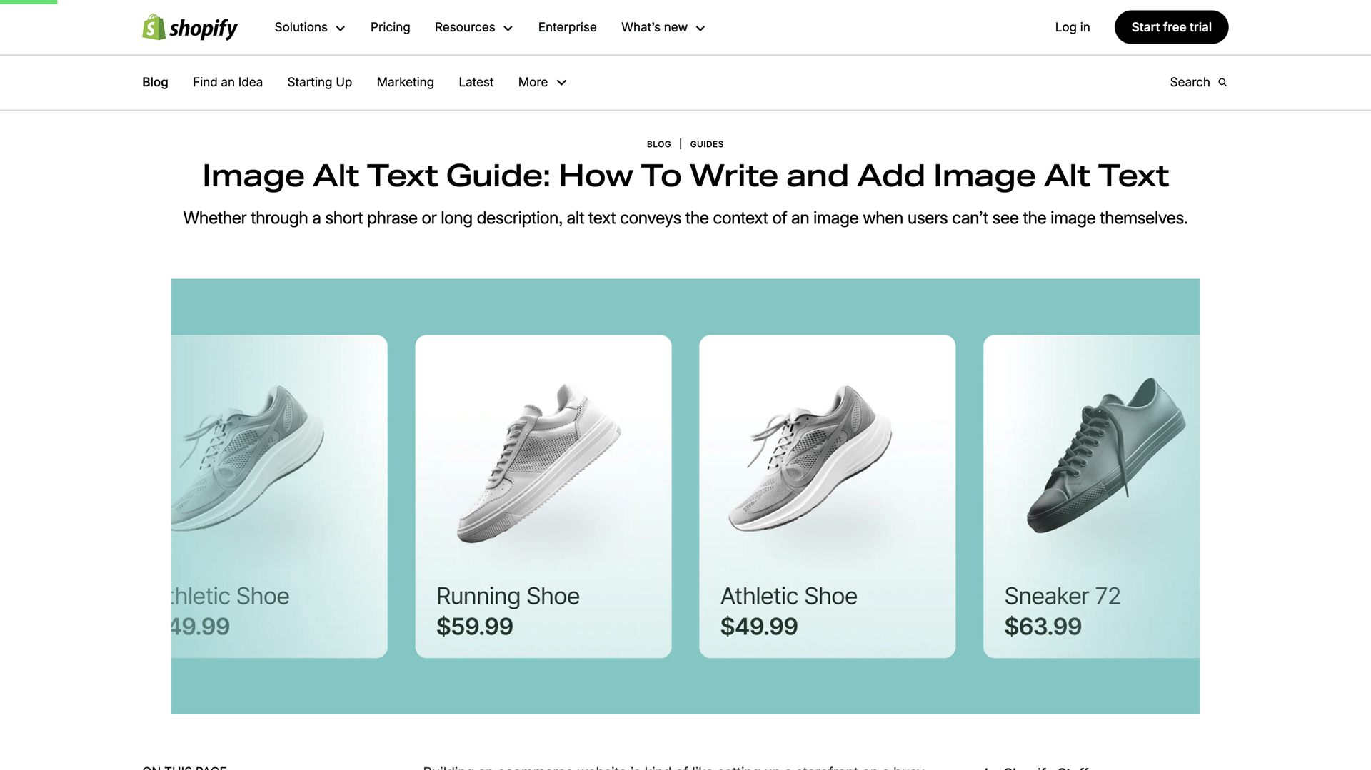 Shopify blog guide on writing and adding image alt text