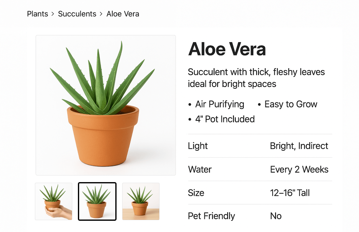 Storefront product page where descriptive alt text supports discovery